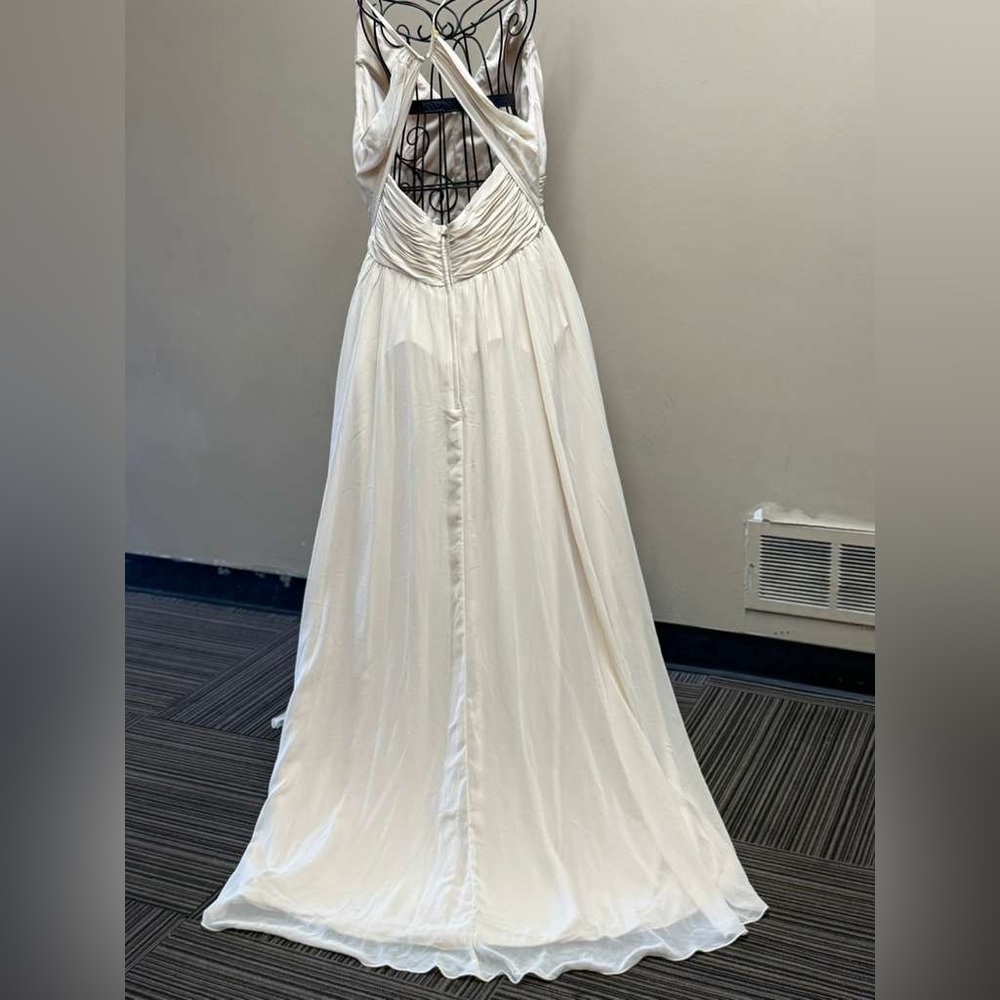 Kennedy Blue , Elegant Cream Maxi Dress with Ruched Detail - Picture 2 of 11